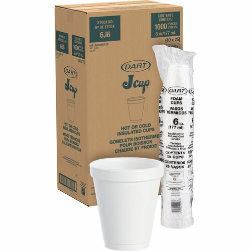 Dart Insulated Foam Cups - 6 fl oz - 1000 / Carton - White - Foam - Soft Drink, Cold Drink, Hot Drink