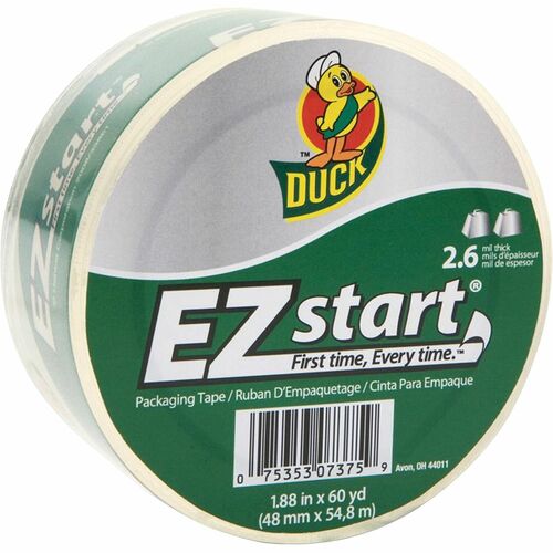 Duck Brand Brand EZ START Packaging Tape - 60 yd Length x 1.88" Width - 3" Core - 2.60 mil - Tear Resistant, Split Resistant - For Sealing, Packing - 1 / Roll - Clear