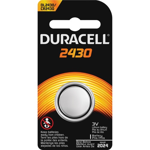 Duracell Coin Cell Lithium 3V Battery - DL2430 - For Multipurpose - 3 V DC - 1 Each - Specialty Batteries - DURDL2430BPK