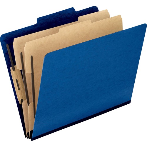 Pendaflex 2/5 Tab Cut Letter Recycled Classification Folder - 8 1/2" x 11" - 2" Expansion - 4 Fastener(s) - 2" Fastener Capacity for Folder, 1" Fastener Capacity for Divider - 2 Divider(s) - Pressguard - Dark Blue - 65% Recycled