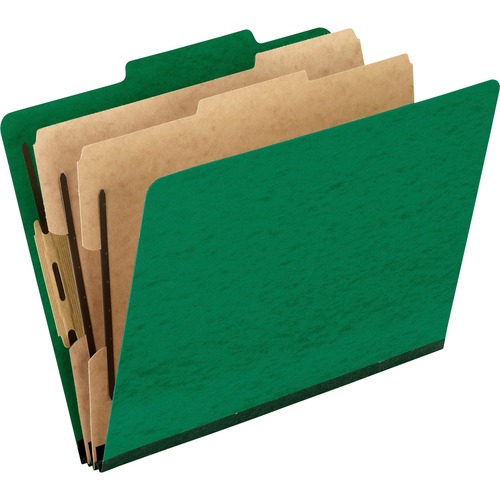 Pendaflex 2/5 Tab Cut Letter Recycled Classification Folder - 8 1/2" x 11" - 2" Expansion - 4 Fastener(s) - 2" Fastener Capacity for Folder, 1" Fastener Capacity for Divider - 2 Divider(s) - Pressguard - Green - 65% Recycled