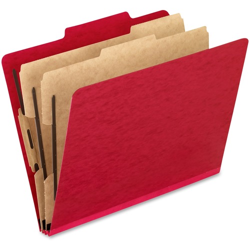 Pendaflex 2/5 Tab Cut Letter Recycled Classification Folder - 8 1/2" x 11" - 2" Expansion - 4 Fastener(s) - 2" Fastener Capacity for Folder, 1" Fastener Capacity for Divider - 2 Divider(s) - Pressguard - Scarlet - 65% Recycled