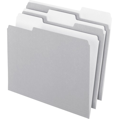 Pendaflex 1/3 Tab Cut Letter Recycled Top Tab File Folder - 8 1/2" x 11" - Top Tab Location - Assorted Position Tab Position - Gray - 10% Recycled - 100 / Box
