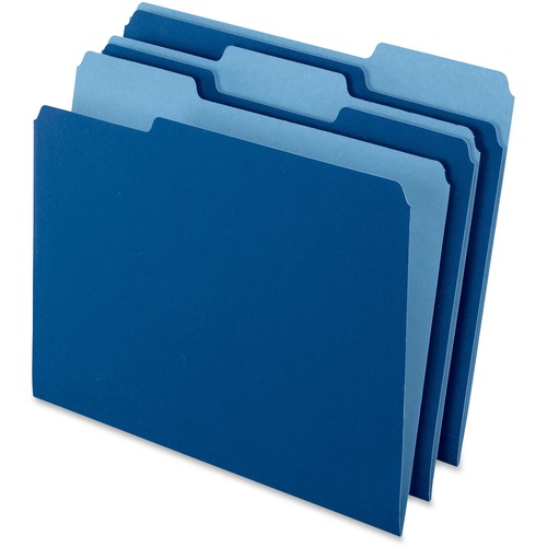 Pendaflex 1/3 Tab Cut Letter Recycled Top Tab File Folder - 8 1/2" x 11" - Top Tab Location - Assorted Tab Position - Navy Blue - 10% Recycled - 100 / Box