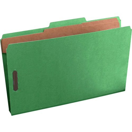 Pendaflex 2/5 Tab Cut Legal Recycled Classification Folder - 8 1/2" x 14" - 2" Expansion - 4 Fastener(s) - 2" Fastener Capacity for Folder, 1" Fastener Capacity for Divider - 2 Divider(s) - Pressguard - Green - 65% Recycled - EACH