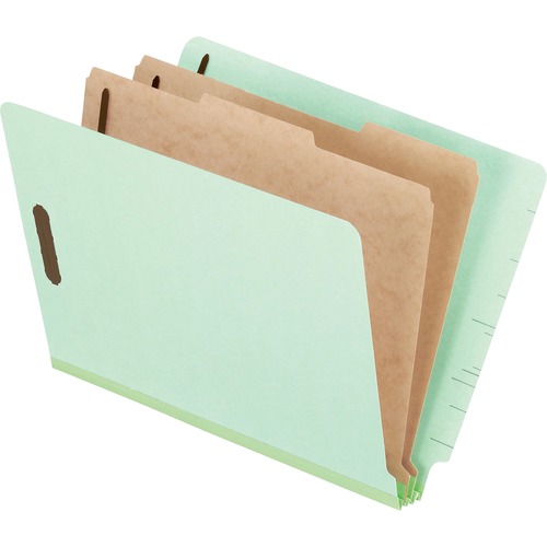 Pendaflex Letter Recycled Classification Folder - 8 1/2" x 11" - 2" Expansion - 6 Fastener(s) - 2" Fastener Capacity for Folder, 1" Fastener Capacity for Divider - 2 Divider(s) - Pressboard, Tyvek - Light Green - 60% Recycled - 10 / Box