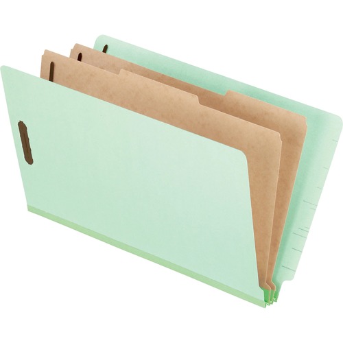 Pendaflex Legal Recycled Classification Folder - 8 1/2" x 14" - 2" Fastener Capacity for Folder - 2 Divider(s) - Pressboard, Tyvek - Light Green - 65% Recycled - 1 / Each