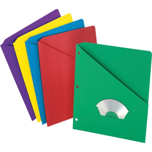 Pendaflex Slash Pocket 3-hole Project Folders - For Letter 8 1/2" x 11" Sheet - Multi - 25 / Pack - Binder Pockets - PFX32940