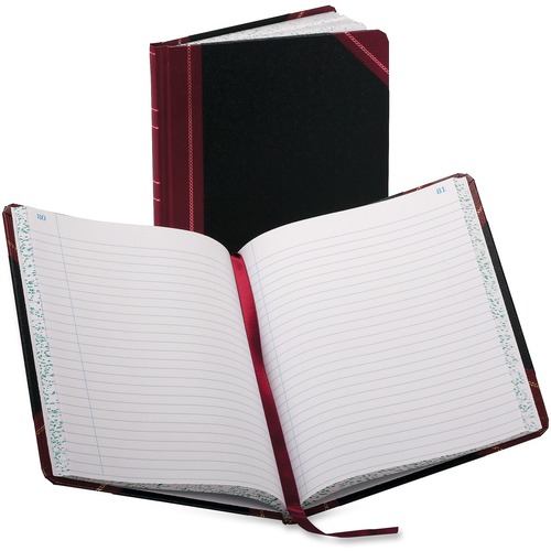 Boorum & Pease Boorum 38 Series Account Books - 150 Sheet(s) - Thread Sewn - 7.62" x 9.62" Sheet Size - Black - White Sheet(s) - Blue, Red Print Color - Black, Red Cover - 1 Each
