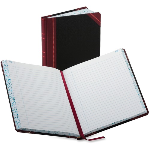 Boorum & Pease Boorum 38 Series Account Books - 300 Sheet(s) - Thread Sewn - 7.62" x 9.62" Sheet Size - Black - White Sheet(s) - Red, Blue Print Color - Black, Red Cover - 1 Each