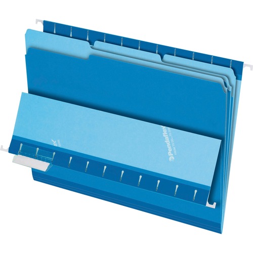 Pendaflex 1/3 Tab Cut Letter Recycled Top Tab File Folder - 8 1/2" x 11" - Top Tab Location - Assorted Position Tab Position - Blue - 10% Recycled - 100 / Box