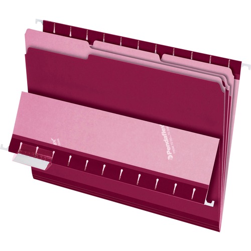 Pendaflex 1/3 Tab Cut Letter Recycled Top Tab File Folder - 8 1/2" x 11" - Burgundy - 10% Recycled - 100 / Box