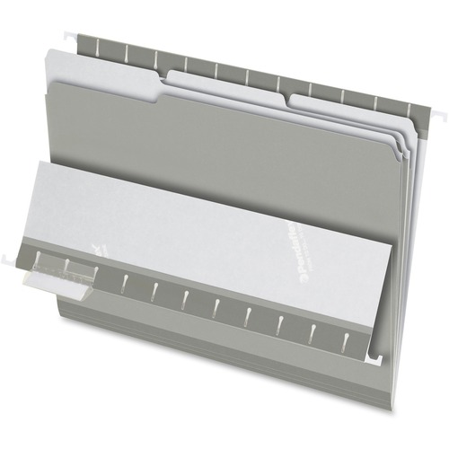 Pendaflex 1/3 Tab Cut Letter Recycled Top Tab File Folder - 8 1/2" x 11" - Gray - 10% Recycled - 100 / Box