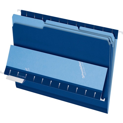 Pendaflex 1/3 Tab Cut Letter Recycled Top Tab File Folder - 8 1/2" x 11" - Navy Blue - 10% Recycled - 100 / Box