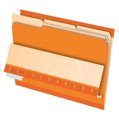 Pendaflex 1/3 Tab Cut Letter Recycled Top Tab File Folder - 8 1/2" x 11" - Orange - 10% Recycled - 100 / Box
