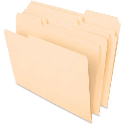 Pendaflex 1/3 Tab Cut Letter Recycled Top Tab File Folder - 8 1/2" x 11" - Top Tab Location - Assorted Position Tab Position - Manila - 30% Recycled - 100 / Box