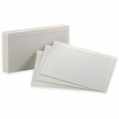 Oxford Ruled Index Cards - 5" x 8" - 85 lb Basis Weight - 100 / Pack - Sustainable Forestry Initiative (SFI) - White