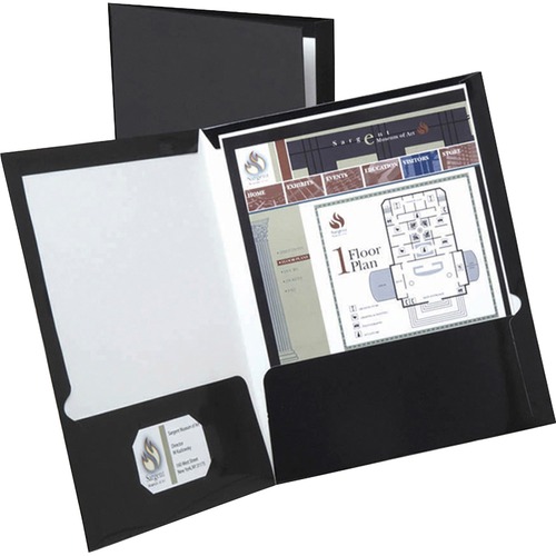Oxford Letter Pocket Folder - 8 1/2" x 11" - 2 Pocket(s) - Black - Sold as Each