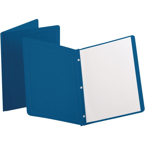 Oxford Letter Recycled Report Cover - 8 1/2" x 11" - 100 Sheet Capacity - 3 x Tang Fastener(s) - 1/2" Fastener Capacity for Folder - Leatherette - Dark Blue, Clear - 10% Recycled - 25/Box