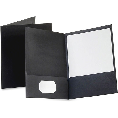 TOPS Letter Pocket Folder - 8 1/2" x 11" - 100 Sheet Capacity - 2 Pocket(s) - Black - 1 Each - Pocket Portfolios/Folders - OXF53406