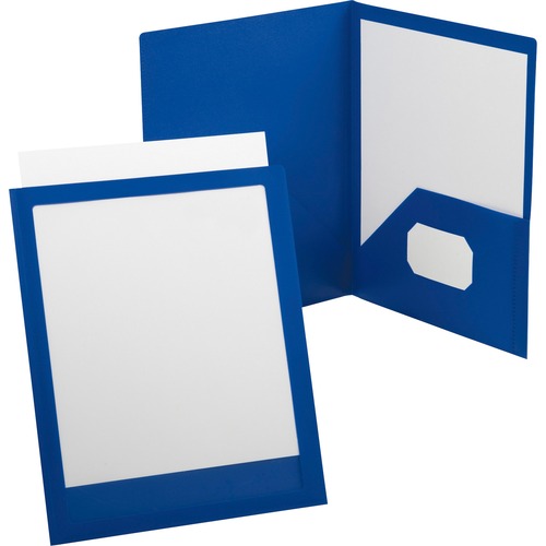 Oxford ViewFolio Letter Pocket Folder - 8 1/2" x 11" , 9 1/2" x 11 5/8" - 2 Pocket(s) - Polypropylene - Blue - 1 Each
