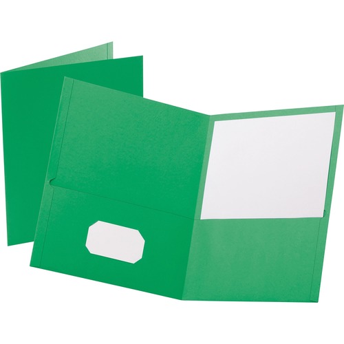 Oxford Letter Recycled Pocket Folder - 8 1/2" x 11" - 100 Sheet Capacity - 2 Internal Pocket(s) - Leatherette Paper - Light Green - 10% Recycled - 25 / Box