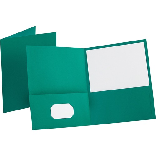 Oxford Letter Recycled Pocket Folder - 8 1/2" x 11" - 100 Sheet Capacity - 2 Internal Pocket(s) - Leatherette - Teal - 10% Recycled - 25 / Box