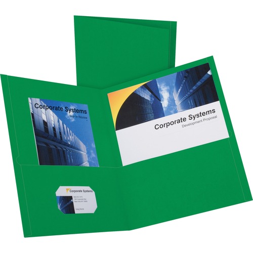 Oxford Letter Recycled Pocket Folder - 8 1/2" x 11" - 2 Internal Pocket(s) - Leatherette - Hunter Green - 10% Recycled - 25 / Box