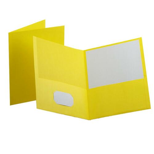 Esselte Recycled Pocket Folder - 2 Pocket(s) - 11 pt. - Leatherette - Yellow - 10 / Pack