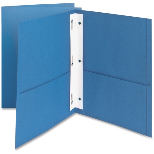 Oxford Letter Recycled Pocket Folder - 8 1/2" x 11" - 85 Sheet Capacity - 3 Fastener(s) - 1/2" Fastener Capacity for Folder - 2 Inside Front & Back Pocket(s) - Leatherette Paper - Light Blue - 10% Recycled - 25 / Box