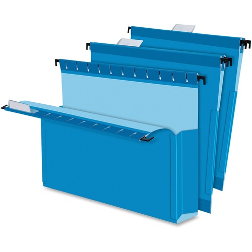 Pendaflex SureHook Letter Recycled Hanging Folder - 8 1/2" x 11" - 2" Expansion - Blue - 10% Recycled - 25 / Box - Hanging Box Bottom Folders - PFX59202