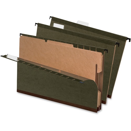 Pendaflex Legal Hanging Folder - 8 1/2" x 14" - 2" Expansion - 2" Fastener Capacity for Folder - 2 Divider(s) - Pressboard - Green - 10 / Box - Hanging Classification Folders - PFX59354