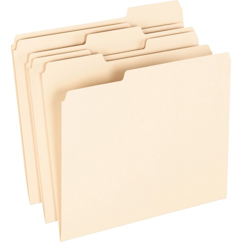Pendaflex 1/3 Tab Cut Letter Recycled Top Tab File Folder - 8 1/2" x 11" - Top Tab Location - Assorted Position Tab Position - Manila - 100% Recycled - 100 / Box