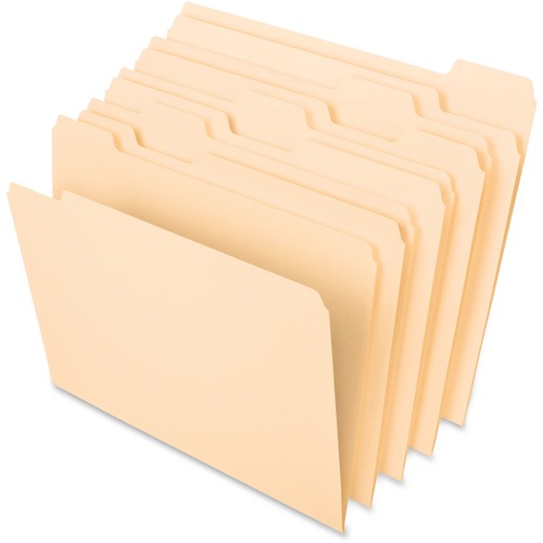 Pendaflex Essentials 1/5 Tab Cut Letter Recycled Top Tab File Folder - 8 1/2" x 11" - 3/4" Expansion - Top Tab Location - Assorted Position Tab Position - Manila - Manila - 10% Recycled - 100 / Box