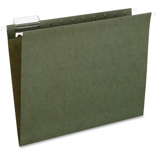 Pendaflex Essentials 1/5 Tab Cut Letter Recycled Hanging Folder - 8 1/2" x 11" - Standard Green - 100% Recycled - 25 / Box