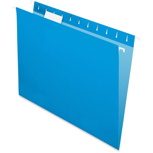 Pendaflex Essentials 1/5 Tab Cut Letter Recycled Hanging Folder - 8 1/2" x 11" - Blue - 100% Recycled - 25 / Box