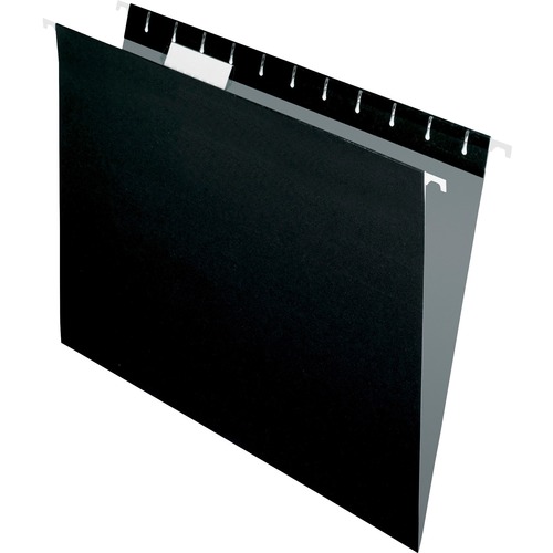 Pendaflex Essentials 1/5 Tab Cut Letter Recycled Hanging Folder - 8 1/2" x 11" - Black - 100% Recycled - 25 / Box