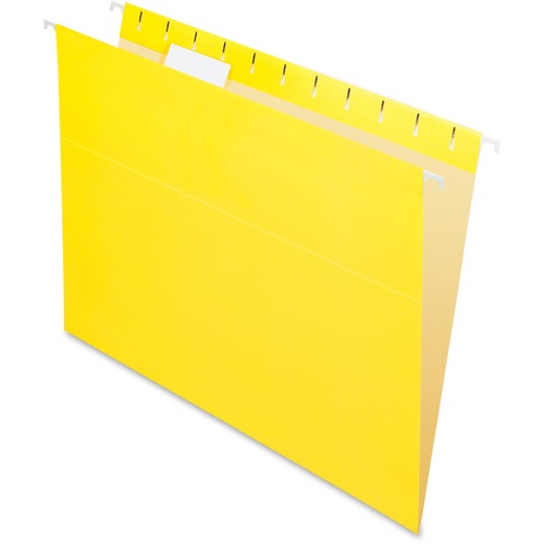 Pendaflex Essentials 1/5 Tab Cut Letter Recycled Hanging Folder - 8 1/2" x 11" - Yellow - 100% Recycled - 25 / Box