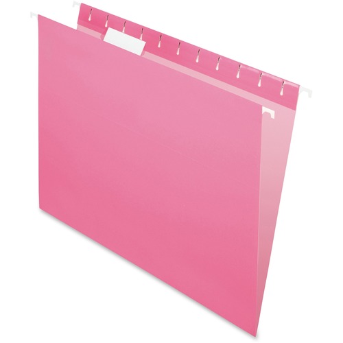Pendaflex 1/5 Tab Cut Letter Recycled Hanging Folder - 8 1/2" x 11" - Pink - 100% Recycled - 25 / Box