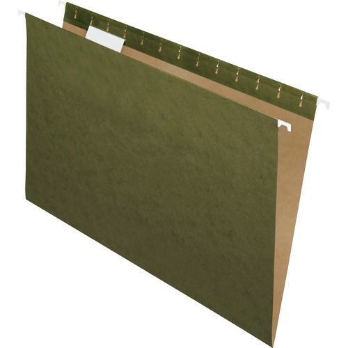 Pendaflex Essentials 1/5 Tab Cut Legal Recycled Hanging Folder - 8 1/2" x 14" - Standard Green - 100% Recycled - 25 / Box