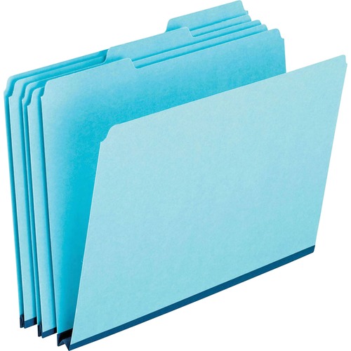 Pendaflex 1/3 Tab Cut Letter Recycled Top Tab File Folder - 8 1/2" x 11" - 1" Expansion - Top Tab Location - Assorted Position Tab Position - Pressboard, Tyvek - Blue - 60% Recycled - 25 / Box