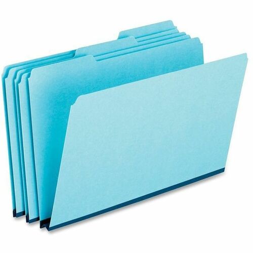 Pendaflex 1/3 Tab Cut Legal Recycled Top Tab File Folder - 8 1/2" x 14" - 1" Expansion - Top Tab Location - Assorted Position Tab Position - Pressboard, Tyvek - Blue - 65% Recycled - 25 / Box