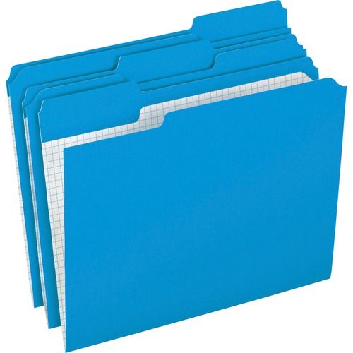 Pendaflex 1/3 Tab Cut Letter Recycled Top Tab File Folder - 8 1/2" x 11" - Top Tab Location - Assorted Position Tab Position - Blue - 10% Recycled - 100 / Box
