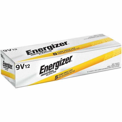 Energizer 9-Volt Industrial Alkaline Batteries - For Multipurpose - 9V - 9 V DC - Alkaline - 12 / Box