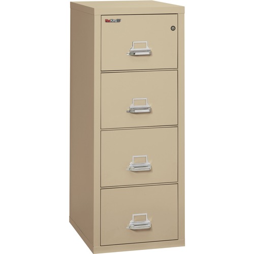 FireKing Insulated Deep File Cabinet - 4-Drawer - 20.8" x 25" x 52.8" - 4 x Drawer(s) for File - Legal - Fire Resistant - Parchment - Powder Coated - Steel - Insulated File Cabinets - FIR42125CPA
