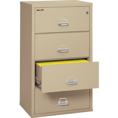 FireKing Insulated File Cabinet - 4-Drawer - 31.1" x 22.1" x 52.8" - 4 x Drawer(s) for File - Legal, Letter - Lateral - Fire Resistant - Parchment - Powder Coated - Steel - Insulated File Cabinets - FIR43122CPA