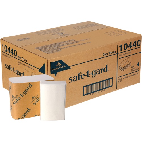 Safe-T-Gard® Door Tissue Dispenser Refill - 4" x 10" - White - 200 Per Pack - 40 / Carton
