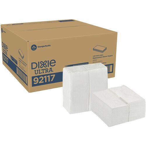Dixie Ultra® 1/8-Fold Linen Replacement Dinner Napkin - 1 Ply - 17" x 17" - White - Paper - For Dinner - 100 Per Pack - 400 / Carton