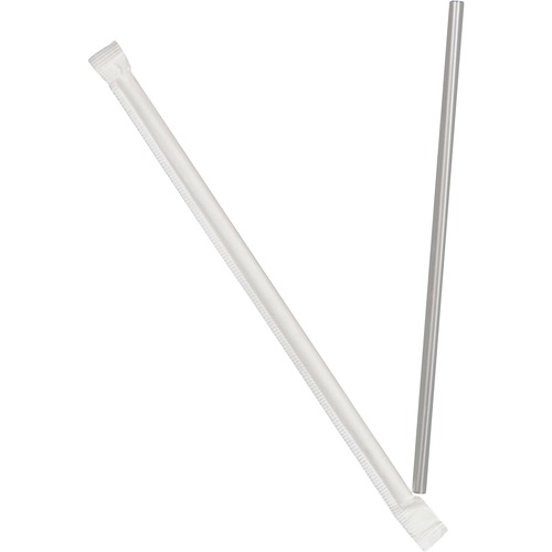 Dixie Jumbo Wrapped Straws by GP Pro - 7.8" Length x 0.2" Diameter - Plastic - 500 / Box - Translucent