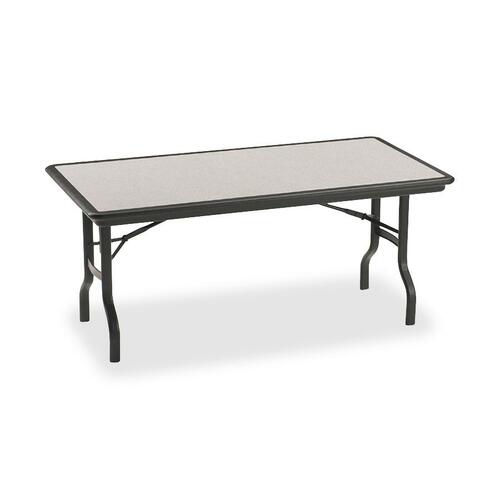 Iceberg IndestrucTable Folding Table - Rectangle Top - 96" Table Top Length x 30" Table Top Width - 29" Height - Black, Granite, Powder Coated - Polyethylene, Resinite